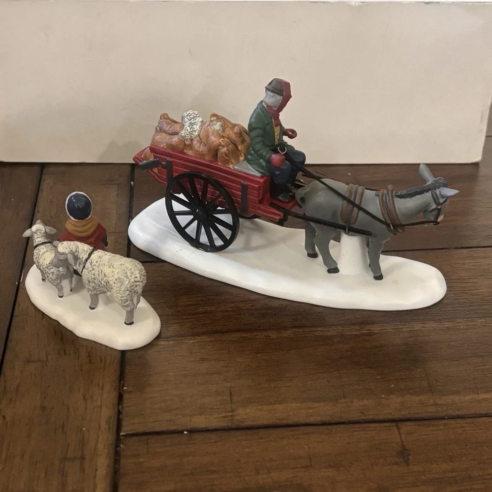 Dept 56 Bringing Fleeces to the Mill Retired Dickens Village Set Of 2 Pc READ